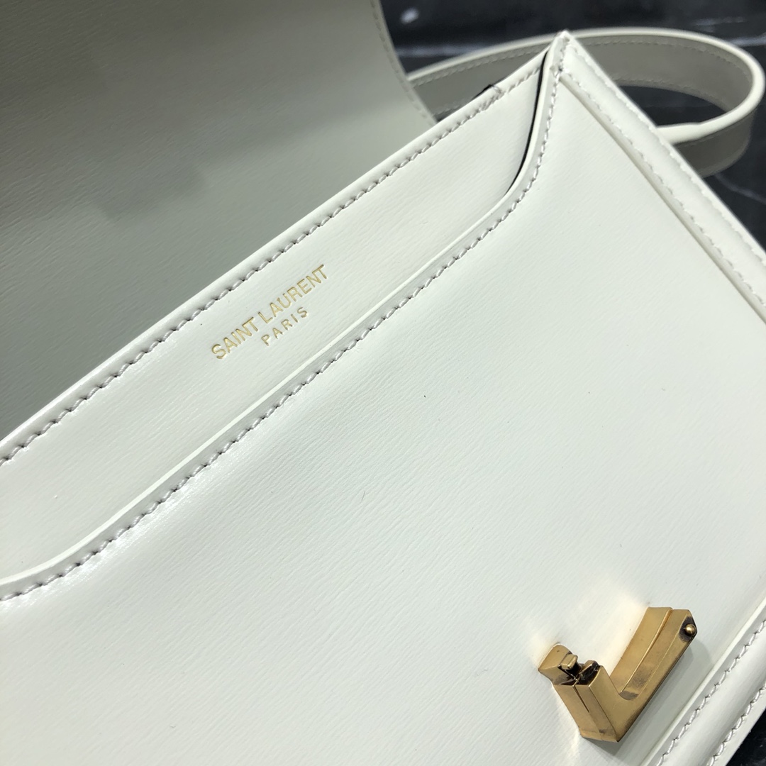 Saint Laurent Solferino Box Small Calfskin Handbag Shoulder Bag White 634306 